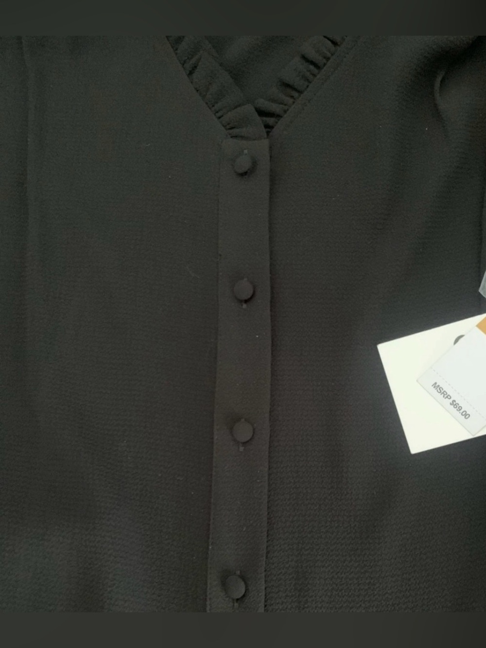 NEW Women's Plus Size 3X CeCe Ruffled V-Neck Button Front Rich Black Blouse $69 - Picture 4 of 5